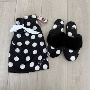 Polka Dot Satin Slippers